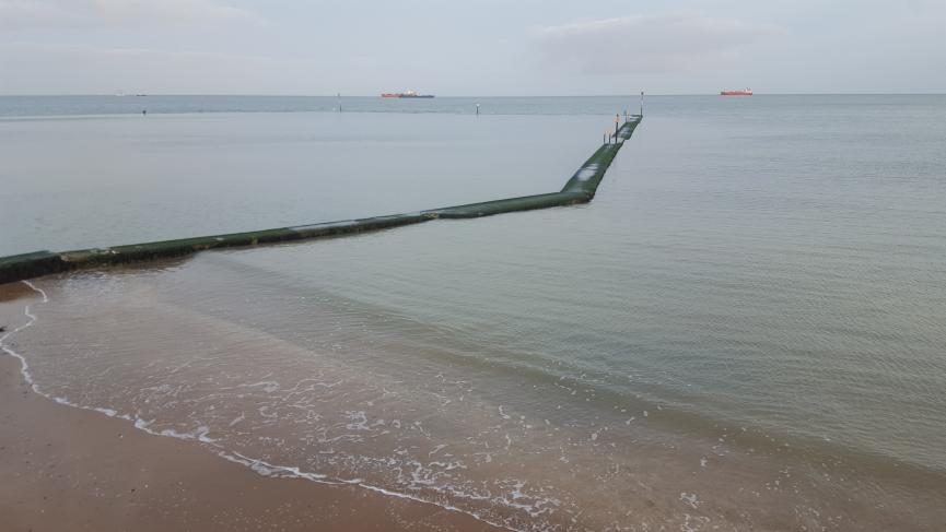 Walpole Bay tidal pool wall leading out to sea