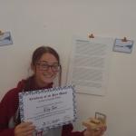 Ruby collecting her certificate